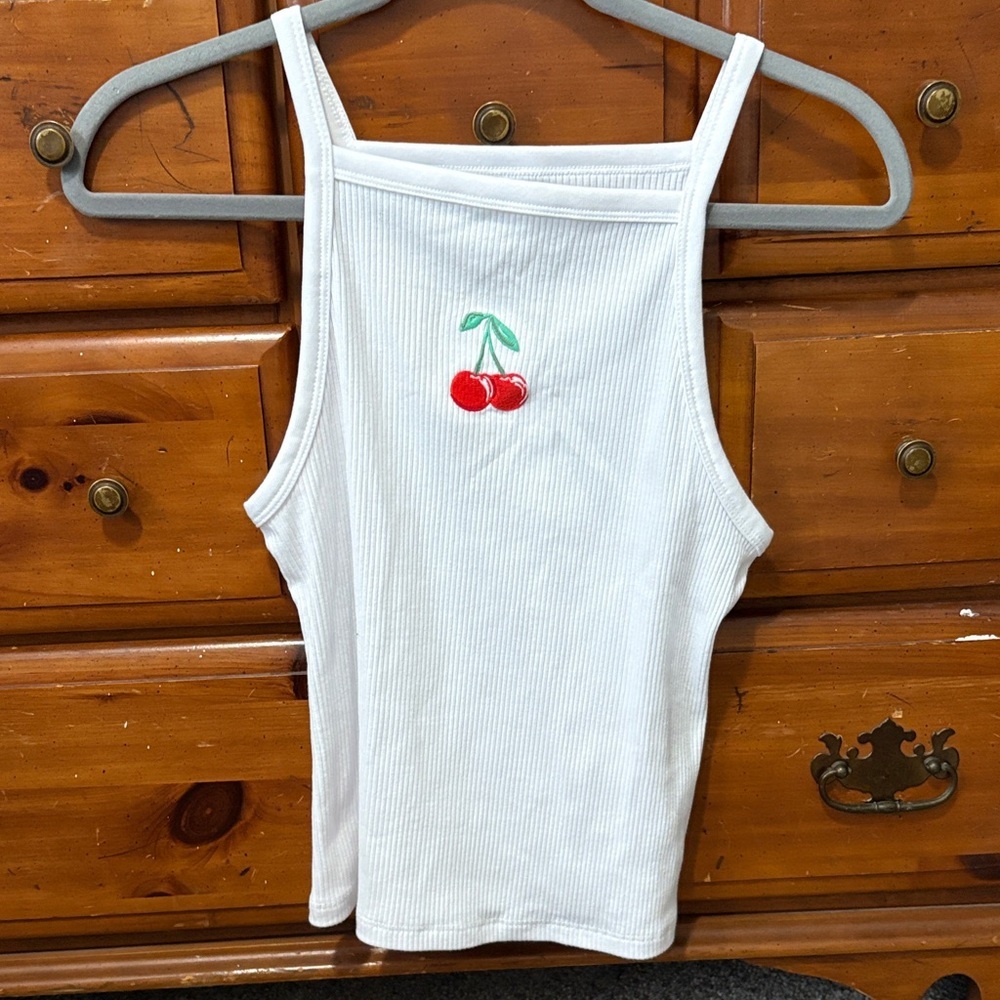 SO White Ribbed Tank Top